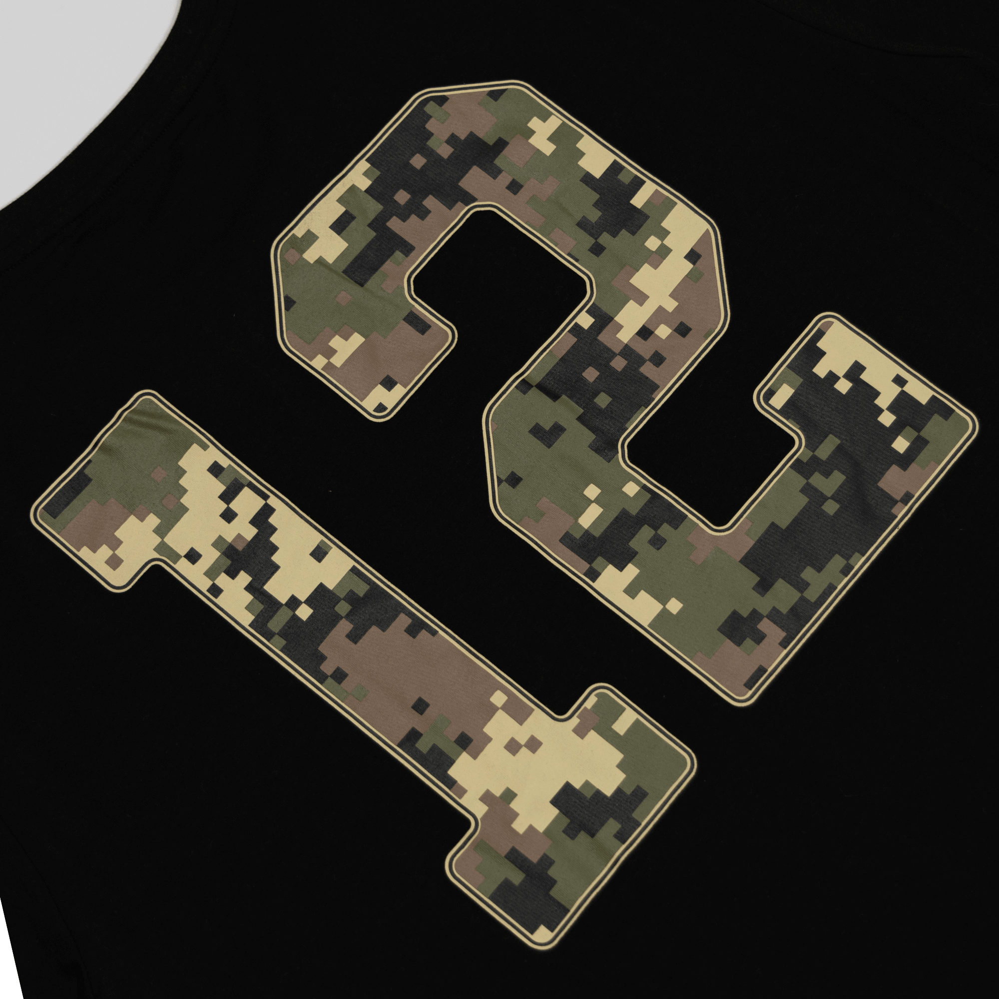 HYLETE 12 HY-Blend Crew Tee Black with camo number design on front