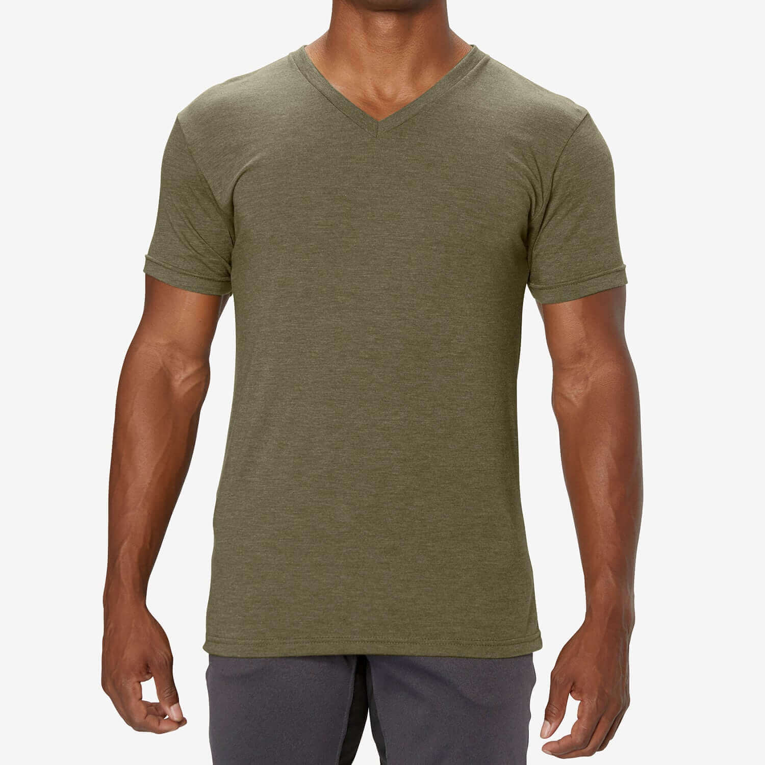 Minimalist Tri-Blend V Tee - Heather Olive/Black – HYLETE