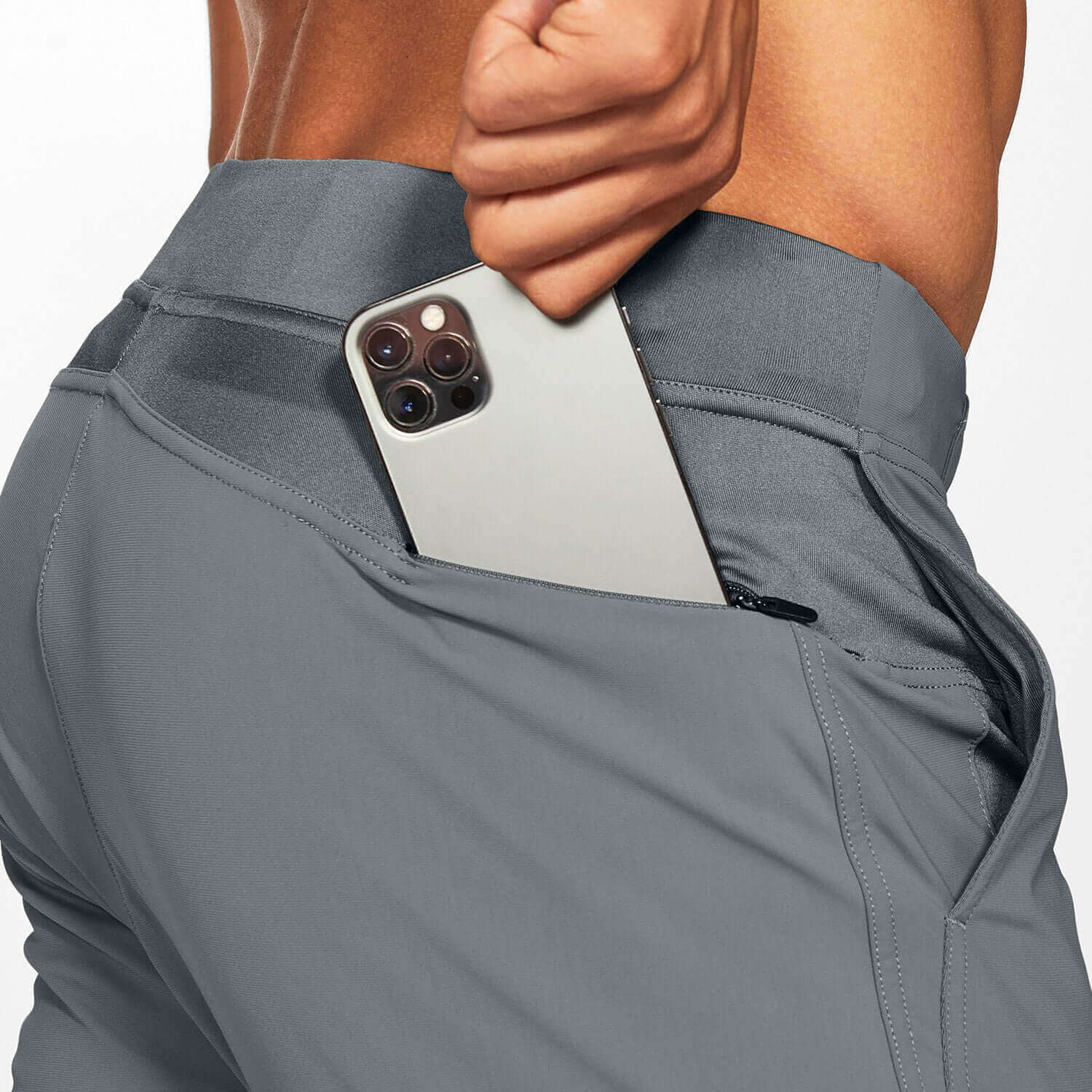 Ion Pant in Cool Gray with a phone pocket, showcasing comfort and functionality for on-the-go lifestyles.