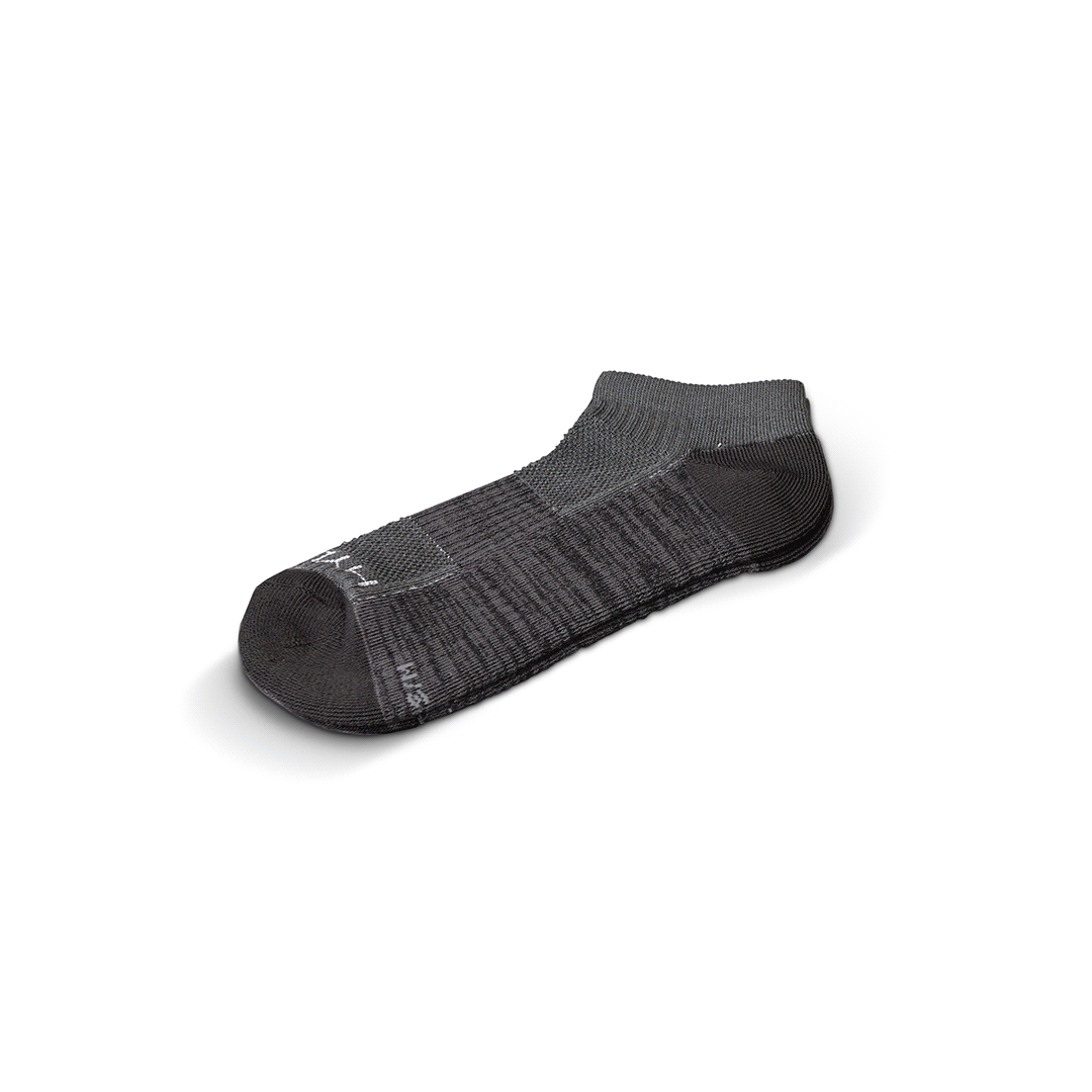 Midweight low-cut sock gray and black, designed for training with breathability and compression features.