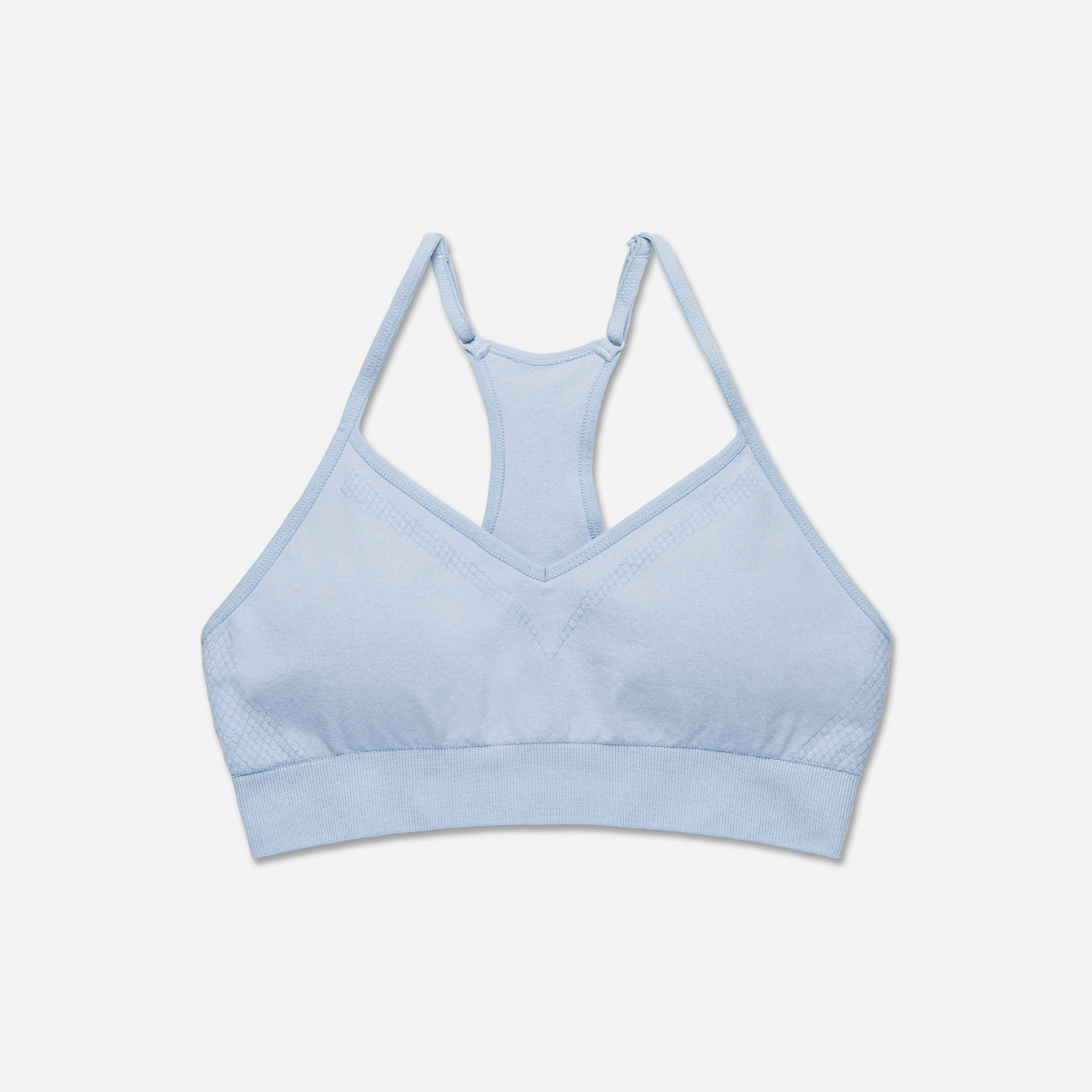 Luna II Bra in Heather Periwinkle - soft, breathable fabric with mid-level support for workouts and lifestyle.