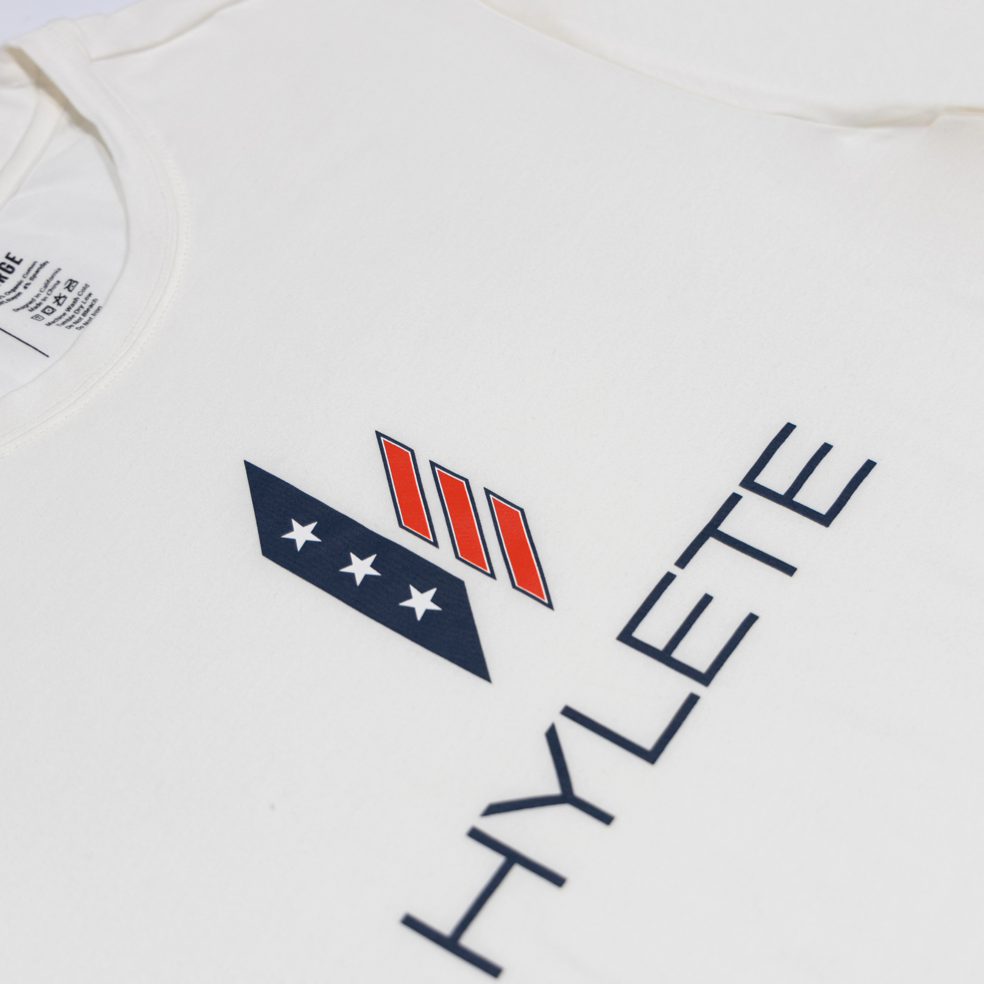 Stacked Nation HY-Blend Crew Tee in white featuring Hylete logo, offers a blend of premium fabric and athletic performance.