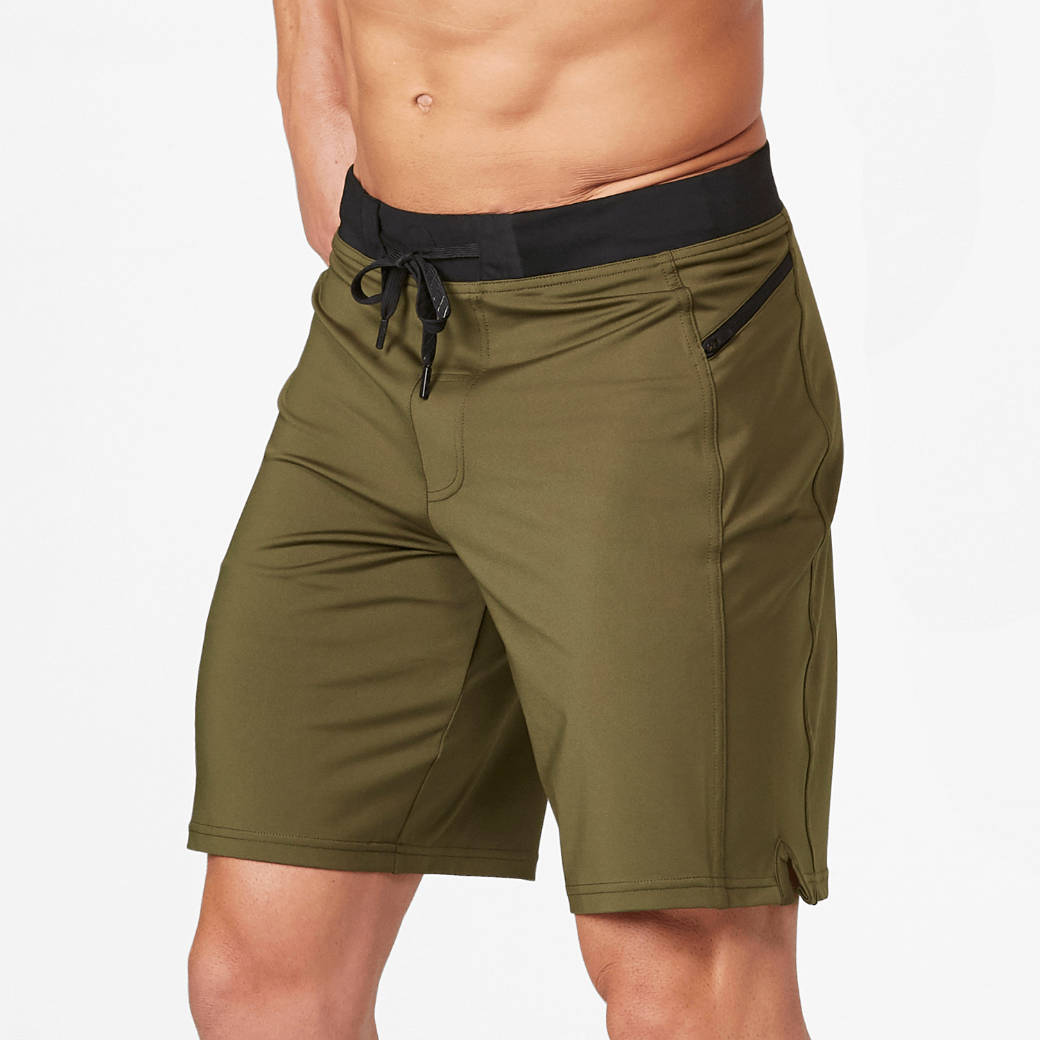 Vertex II Short in Olive, ideal for HIIT workouts and outdoor activities with flexible, durable fabric.